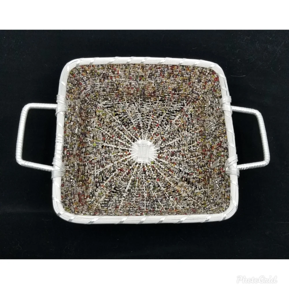 Handmade Square Aluminum Seed‎ Bead Wire Basket